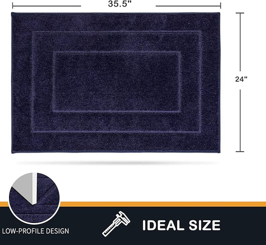 PURRUGS Dirt Trapper Door Mat 24" x 36", Non-Slip/Skid Machine Washable Entryway Rug, Dog Door Mat, Super Absorbent Welcome Mat for Muddy Wet Shoes and Paws, Navy Blue