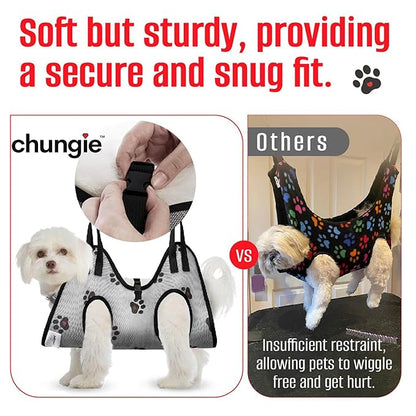 Dog Grooming Hammock for XL Dogs – Dog Restraint for Nail Trimming with Pet Nail Clipper – Dog Sling for Grooming, Dog Hammock for Nail Cutting & Grooming Harness(Legs Spacing:15-18.5”)/Max W:85lb)