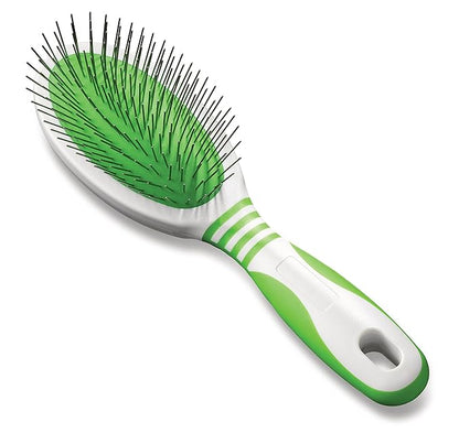 Andis 65720 Pin Brush for Medium & Long Hair Dogs - Gentle & Effective in Removing Dirt, Dust & Loose Hair - Promotes Healthy Skin & Coat - Large, Green/White