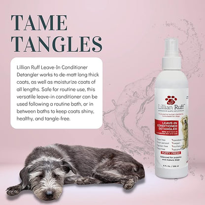 Lillian Ruff Ultra-Brightening Professional Dog Whitening Shampoo & Leave-in Dog Conditioner Detangler Spray Set - pH-Balanced, No Rinse Hydrating Conditioning Spray