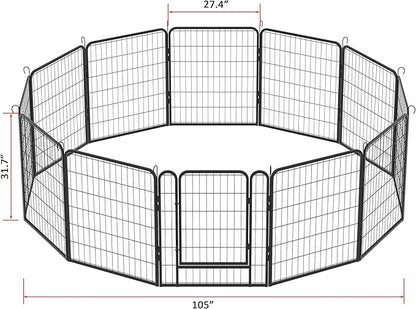 KEIKI 6 Panels 31.7" H Heavy Duty Metal Playpen with Door for Dog Fence,Pet Exercise Pen Versatile Shape for Outdoor Indoor