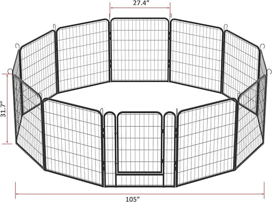 KEIKI 12 Panels 31.7" H Heavy Duty Metal Playpen with Door for Dog Fence,Pet Exercise Pen Versatile Shape for Outdoor Indoor