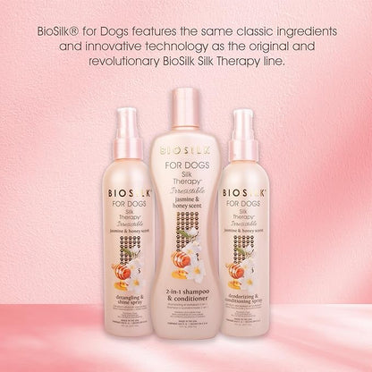 BioSilk for Dogs Silk Therapy Irresistible Deodorizing and Conditioning Spray, Scented, Jasmine and Honey Scent, Paraben Free, Made in The USA, 8 Fl Ounces