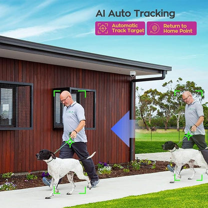 xmartO [AI Tracking Dome CAM 2K HD Metal Dome PTZ Wireless Security Camera with Automatic Tracking, 2-Way Audio and Night Vision (Standalone WiFi Camera, DPM3034 4-Pack)