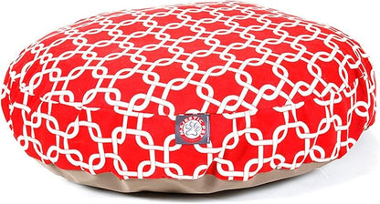 Navy Blue Links Medium Round Indoor Outdoor Pet Dog Bed With Removable Washable Cover By Majestic Pet Products