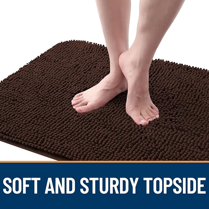 OLANLY Dog Door Mat for Muddy Paws 36x24, Absorbs Moisture and Dirt, Absorbent Non-Slip Washable Mat, Quick Dry Chenille, Mud Mat for Dogs, Entry Indoor Door Mat for Inside Floor, Brown