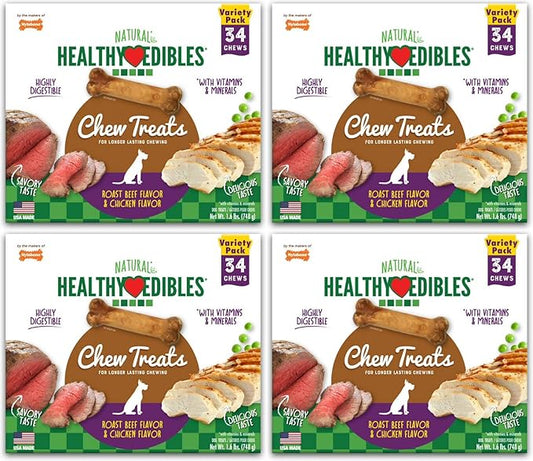 Nylabone Healthy Edibles Roast Beef/Chicken Variety Value Pack, Petite 136ct (4x34ct)