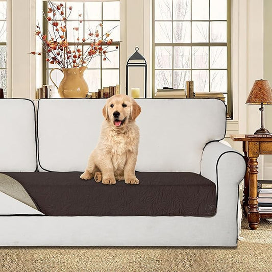 Easy-Going Waterproof Dog Bed Cover Reversible Leak Proof Pet Blanket Replacement Mat for Furniture Washable Couch Cover Sofa Cover for Dogs Cat(40x50 Inch, Chocolate/Beige)