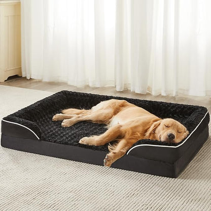 WNPETHOME Dog Bed for Extra Large Dogs, Washable Dog Bed with Waterproof Lining & Non-Skid Bottom, Orthopedic Egg Foam Couch for Pet Sleeping, Pet Bed