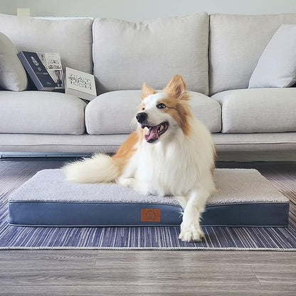Extra Large Dog Bed Waterproof Dog Bed, Jumbo Orthopedic Dog Beds with Removable Washable Cover for Large Dogs, Pet Bed Mat Egg-Crate Foam, 54"X42"X4", Grey