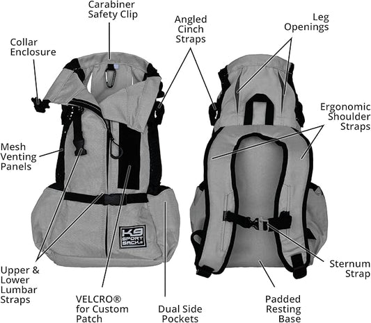 K9 Sport Sack | Dog Carrier Adjustable Backpack (Large, Air 2 - Charcoal Grey)