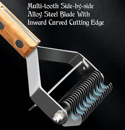 Dog Grooming Brush, 2-in-1 Deshedding Tool and Undercoat Rake for Long and Short Hair Dogs, Dematting Comb and Pet Hair Deshedder