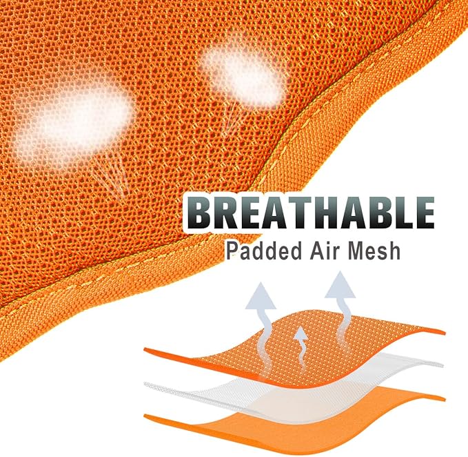 BARKBAY No Pull Dog Harness Large Reflective Dog Harness with Front Clip and Easy Control Handle for Walking Training Running with ID tag Pocket(Orange,M)