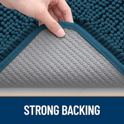OLANLY Dog Door Mat for Muddy Paws 40x32, Absorbs Moisture and Dirt, Absorbent Non-Slip Washable Mat, Quick Dry Chenille, Mud Mat for Dogs, Entry Indoor Door Mat for Inside Floor, Atlantic Blue