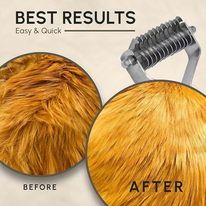 Flamia & Jabz Undercoat Rake for Dogs & Cats, Dematting Grooming Stripper Tool (12 Blades)