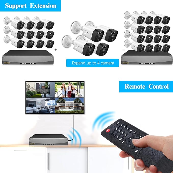 OOSSXX (4K/8.0 Megapixel & 130° Ultra Wide-Angle) 2-Way Audio PoE Outdoor Home Security Camera System Wired Outdoor Video Surveillance IP Cameras System