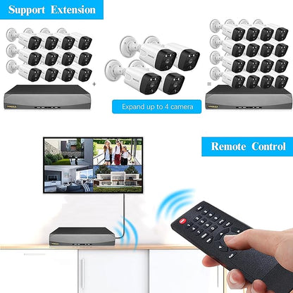 OOSSXX (4K/8.0 Megapixel & 130° Ultra Wide-Angle) 2-Way Audio PoE Outdoor Home Security Camera System Wired Outdoor Video Surveillance IP Cameras System