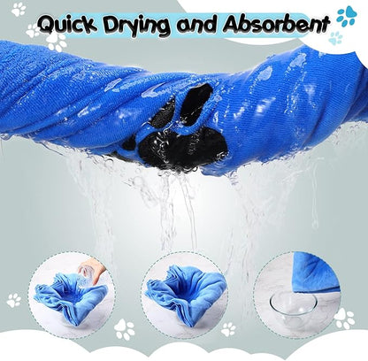 Kenning 6 Pieces Dog Towel Large Soft Pet Grooming Towel Absorbent Microfiber Dog Grooming Supplies with Embroidered Paw for Drying Dogs Cats Bathing Essentials, 20 x 39 Inch, Gray, Blue, Pink