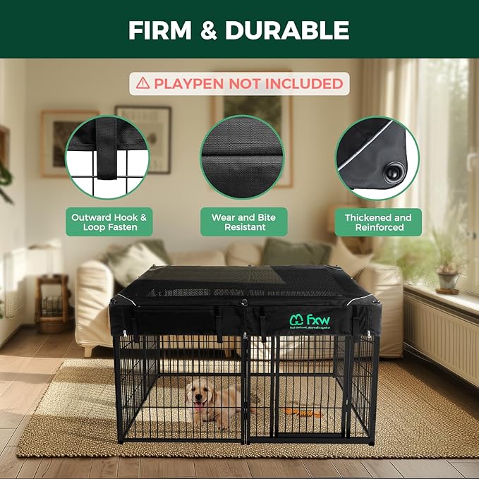 FXW Mesh Top Cover Specialized for FXW Dog Playpen (Not Suitable for Other Brands), Fits for FXW 32"/40"/45" H 8 Panels Homeplus/Rollick/Instant Dog Playpen│Patent Pending (Playpen not Included)