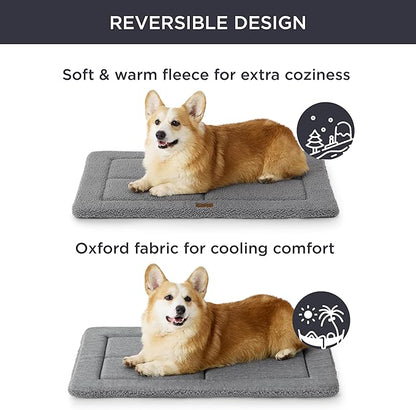 Bedsure Washable Dog Bed for Large Dog, Reversible Foam Floor Dog Mat, Lightweight Travel Flat Pet Beds for Indoor & Outdoor Dogs (44" x 32", Grey)