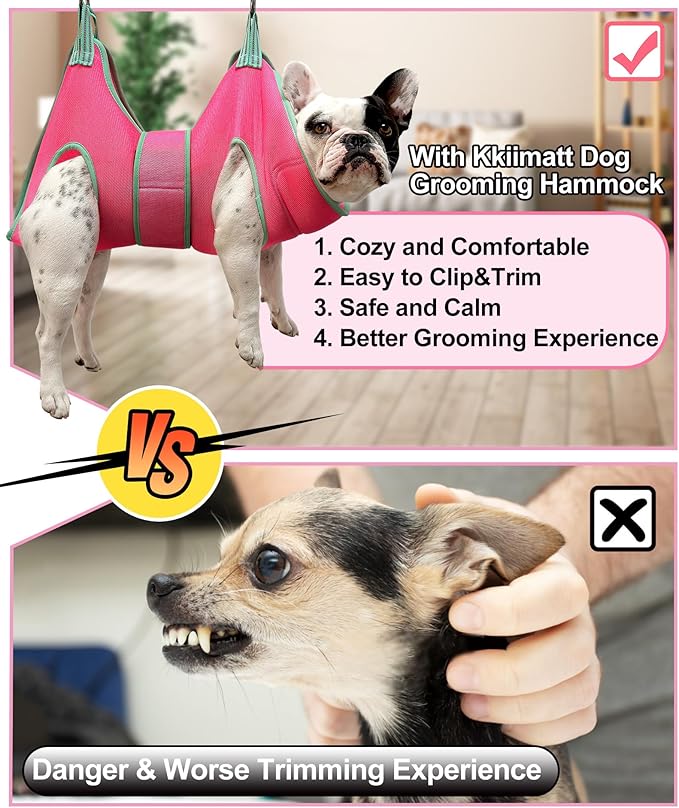 Dog Hammock & Harness, XXS Grooming Strap for Dogs, Thick Fabric Neck Support, Claw Care