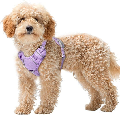 BARKBAY No Pull Dog Harness Large Reflective Dog Harness with Front Clip and Easy Control Handle for Walking Training Running with ID tag Pocket(Violet Purple,XS)