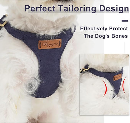 Puppytie No Pull XXS Puppy Harness with Multifunction Dog Leash,Soft Adjustable No Choke Escape Proof Pet Harness Vest,Navy,XXS