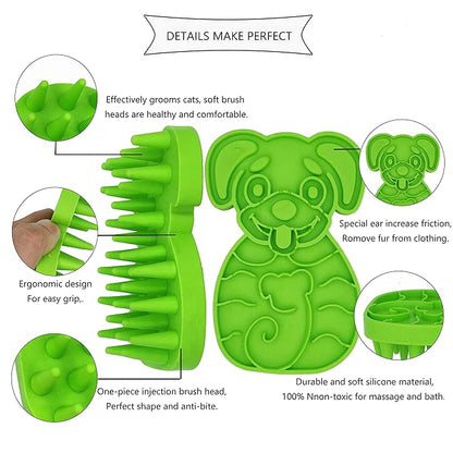 KIRTI Groom Brush,Massag Brush for Dogs, Cats, Small Animals and Pets with Short Hair Grooming Bathing Massaging and Deshedding Silicone Brush,Soft Rubber Bristles Green