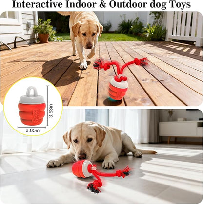 Interactive Dog Toys Balls, Squeaky Dog Toy Active Rolling Ball for Training,Fit for Large/Medium/Small Puppy and Boredom Dogs,Rechargeable Smart Automatic Dog Toys(Red)