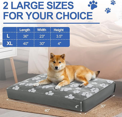 BALAPET Dog Bed Covers,Waterproof Dog Bed Cover Pet Bed Cover with Lovely Dog Paw Print and Double-Sided Usable Design Replacement Machine Washable Pet Hair Easy to Remove,Cover Only(Gray,40*30*4in)