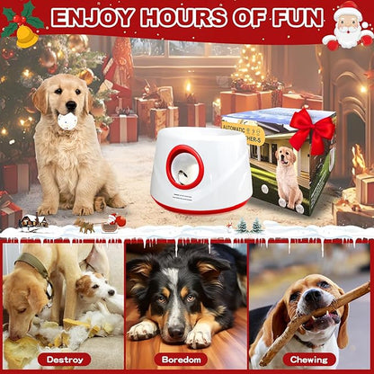 Automatic Ball Launcher for Dogs, Dog Ball Thrower with 19-32-45Ft Distance, Rechargeable Automatic Launcher with 6 Balls (2.2"), Dog Ball Launcher for Small & Medium Red