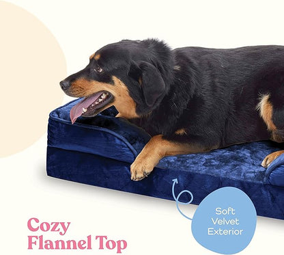 Orthopedic Sofa Dog Bed - Ultra Comfortable Dog Bed for Large Dogs - Breathable & Waterproof Pet Bed- Egg Foam Sofa Bed with Extra Head and Neck Support - Removable Washable Cover with Nonslip Bottom