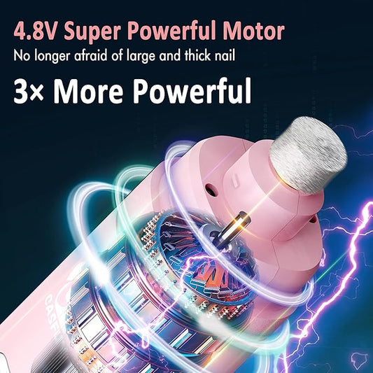 Casfuy Dog Nail Grinder with 2 LED Light for Large Medium Small Dogs - 3X More Powerful 2-Speed Electric Pet Nail Trimmer Rechargeable Quiet Painless Paws Grooming & Smoothing Tool
