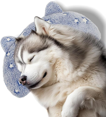 Dog Pillows for Large Dogs, Glow in The Dark Soft Dog Neck Pillow, U-Shaped Pillow for Cat and Dog, Machine Washable Dog Toy & Dog Birthday Gift (Glow Blue, L)