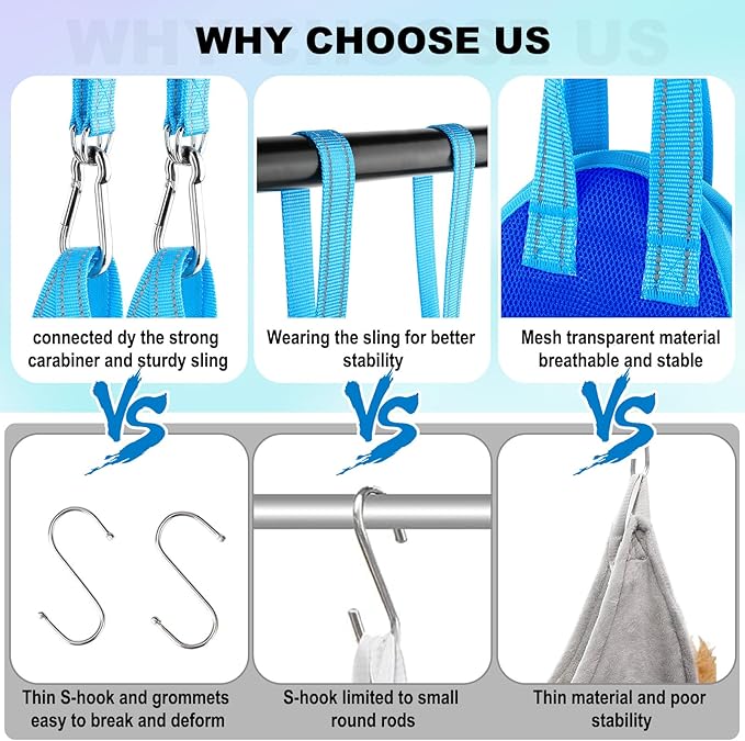 Dog Grooming Hammock - Dog Hanging Harness Holder, Cat Hanger Sling Restraint Bag for Nail Trimming/Clipping with Nail Clipper& Nail File (S, Blue)