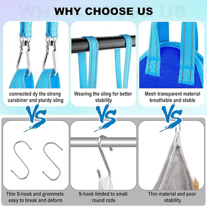 Dog Grooming Hammock - Dog Hanging Harness Holder, Cat Hanger Sling Restraint Bag for Nail Trimming/Clipping with Nail Clipper& Nail File (S, Blue)