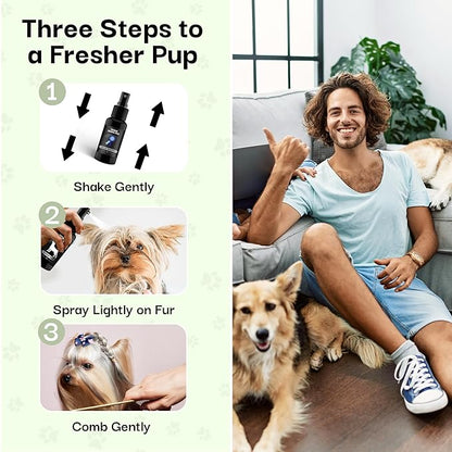 605Products Premium Dog Cologne & Odor Eliminator - Long Lasting Puppy Perfume, Deodorant & Essential Oils Grooming Spray, 2oz Blue Ribbon (3-Pack)
