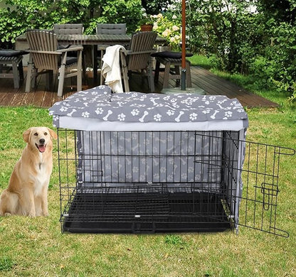 Dog Crate Cover for Wire Crates, Heavy Nylon Waterproof, Fits Most 48" inch Dog Crates, Easy to Put On, Take Off, and Adjust - Cover only - GrayPaw - XXL