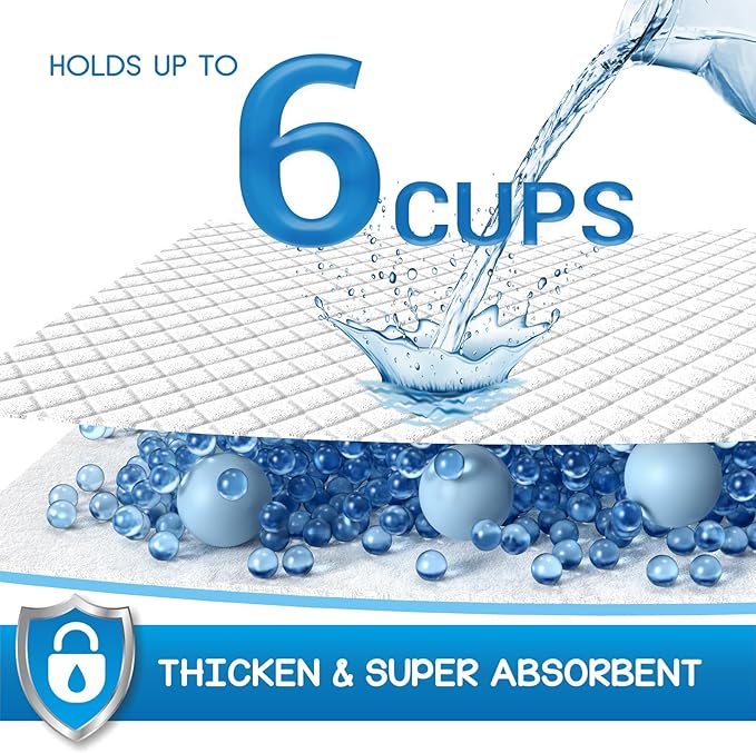 CROCI Wee Wee Pads for Dogs - 28x34in Extra Large Puppy Dog Pads with Adhesive Tabs, Super Absorbent Up to 6 Cups, Disposable (40 Counts)