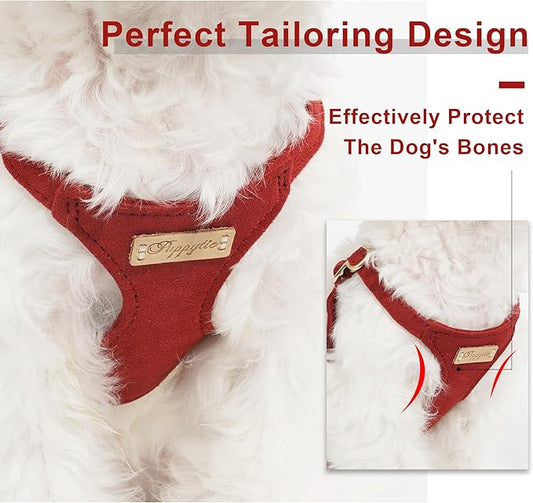 Puppytie No Pull Dog Harness with Multifunction Dog Leash,Soft Adjustable No Choke Escape Proof Pet Harness Vest for Medium Dogs or Large Dogs,red Hawthorn,M