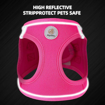 Dog Harness and Leash Set, No Pull Soft Mesh Puppy Harness for Small Medium Dogs, Cats - Step in Reflective Breathable Lightweight Vest Harness for Walking, Training - Rose Red, S