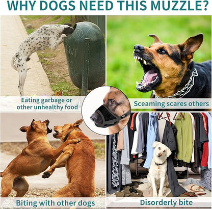 Dog Muzzle for Medium Dogs, Dog Muzzle for Large Dogs Biting, Soft Nylon Muzzle Anti Biting Barking Chewing,Air Mesh Breathable Drinkable Adjustable Pet Muzzle for Medium Large Dogs XL Black