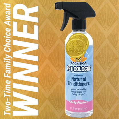 Bodhi Dog Natural Dog Cologne (Baby Powder) - Premium Scented Deodorizing Pet Perfume with Conditioner for Dogs & Cats - Keeps Pets Fresh & Clean - Gentle and Safe Formula, Made in USA (17 Fl Oz)