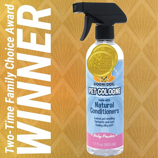 Bodhi Dog Natural Dog Cologne (Baby Powder) - Premium Scented Deodorizing Pet Perfume with Conditioner for Dogs & Cats - Keeps Pets Fresh & Clean - Gentle and Safe Formula, Made in USA (17 Fl Oz)