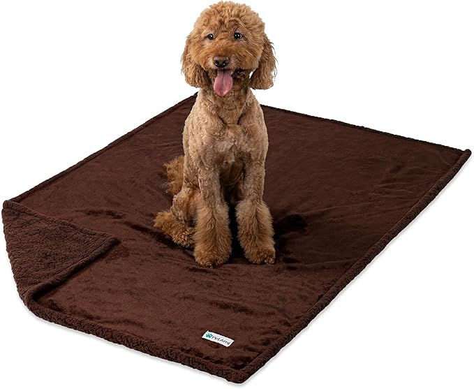 PetAmi WATERPROOF Dog Blanket For Bed, XL Dog Pet Blanket Couch Cover Protection, Sherpa Fleece Leakproof Bed Blanket for Crate Kennel Sofa Furniture Protector, Reversible Soft Plush 80x60 Brown Brown