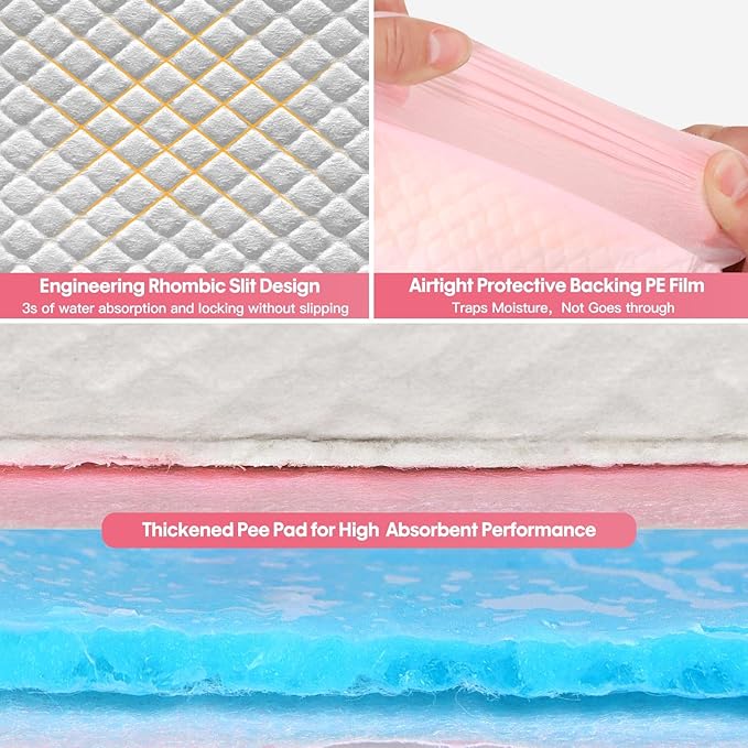 BinetGo Pink Disposable Pee Pads for Dogs, 25 Count 24” x 35.5” X-Large Wee Wee Pads for Dogs Urine, Extra Absorbent Unscented Puppy Pads, Pet Training Pad for Dog, Pink Doggy Pee Pads for Indoors