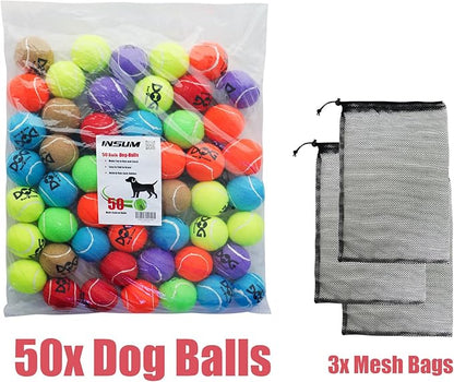Tennis Ball for Dog Pack of 50 Colorful Easy Catching Pet Dog Ball (2.5inch-4colors)