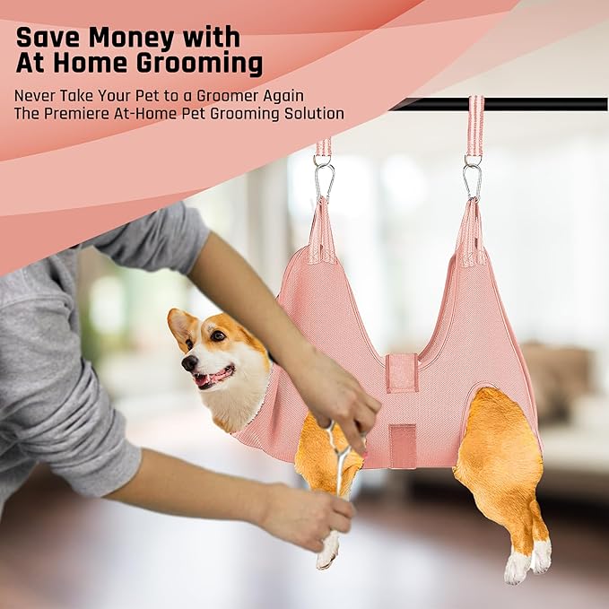 Potens' Pet Dog Grooming Hammock with Security Strap - Medium Dog Grooming Hammock for Nail Trimming