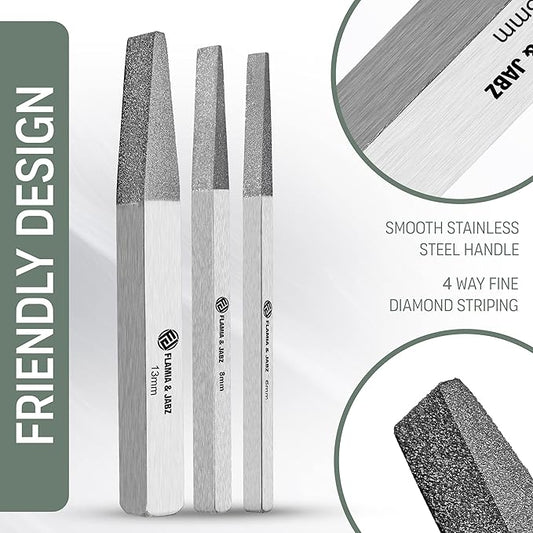 FLAMIA & JABZ Stripping Metal Stones & Nail File for Dogs, Cats & Pets (3 Piece Pack)