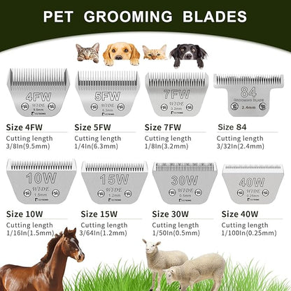 BESTBOMG Size 7FW Wide Detachable Pet Dog Grooming Blades-Cutting Length 1/8"（3.2mm）,Compatible with Andis,Oster A5,Wahl km10 Clippers